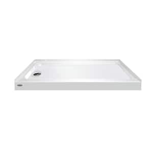 CAYMAN 60 in. L x 30 in. W Alcove Shower Pan Base with Left Drain in White