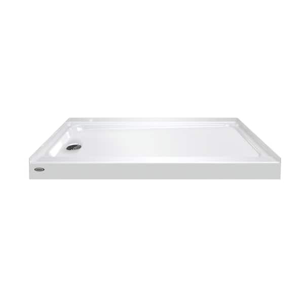 JACUZZI CAYMAN 60 in. L x 30 in. W Alcove Shower Pan Base with Left Drain in White