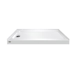 CAYMAN 60 in. L x 32 in. W Alcove Shower Pan Base with Left Drain in White