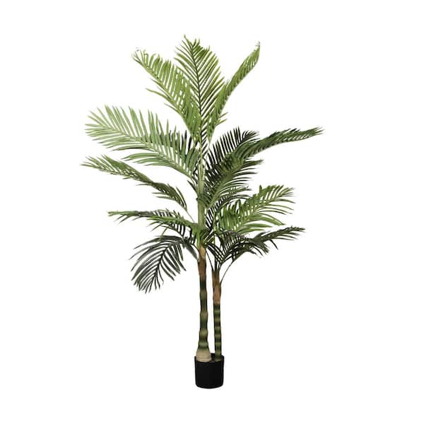 Serpent Indoor 6 ft. Golden Cane Artificial Palm Tree with Black Plastic Pot