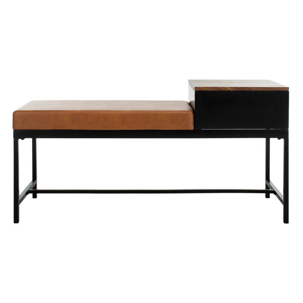 Transitional Maruka 47" Storage Bench in Black and Brown