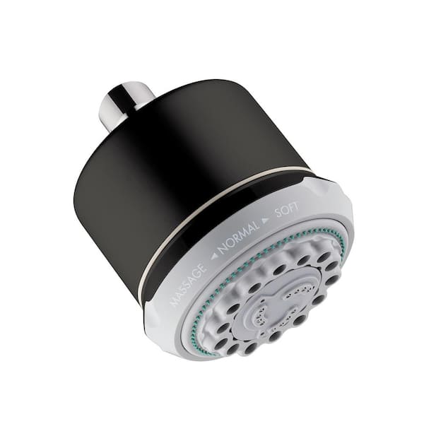 Hansgrohe Clubmaster 3-Spray Patterns with 2.5 GPM 4 in. Wall Mount Fixed Shower Head in Matte Black