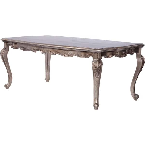 Acme Furniture Chantelle Dining Tables Antique Platinum Glass 44 in. 4 Legs Dining Table (Seats 8)