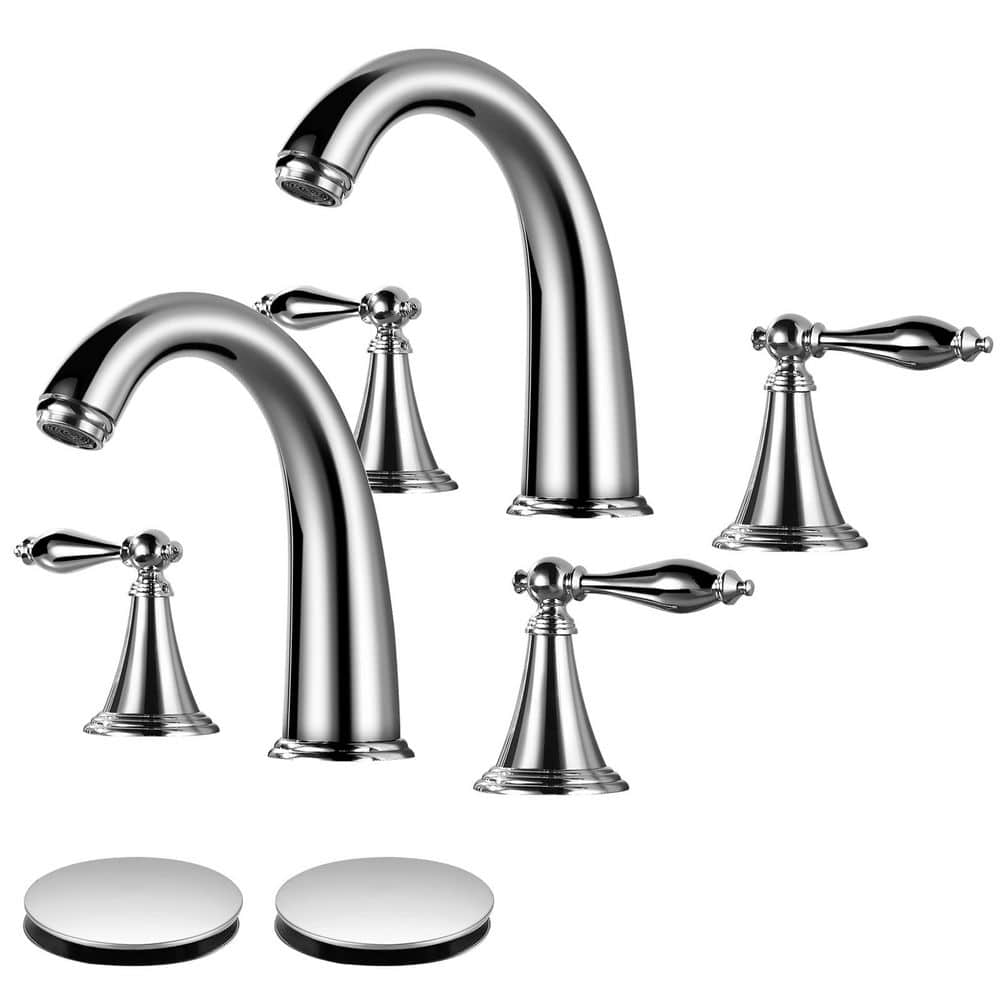 Double Handle 8 in. Widespread Bathroom Faucet 3-Hole Bathroom Sink Faucet 