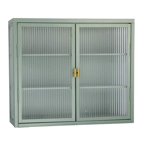Nivencai 27.6 in. W x 9.1 in. D x 23.6 in. H Ready to Assemble Metal Wall Kitchen Cabinet in Mint Green with Detachable Shelves