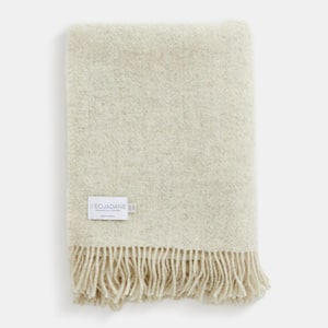 Charlie Natural Solid Color Wool Throw Blanket