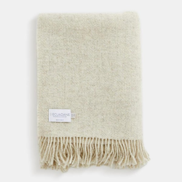 HomeRoots Charlie Natural Solid Color Wool Throw Blanket