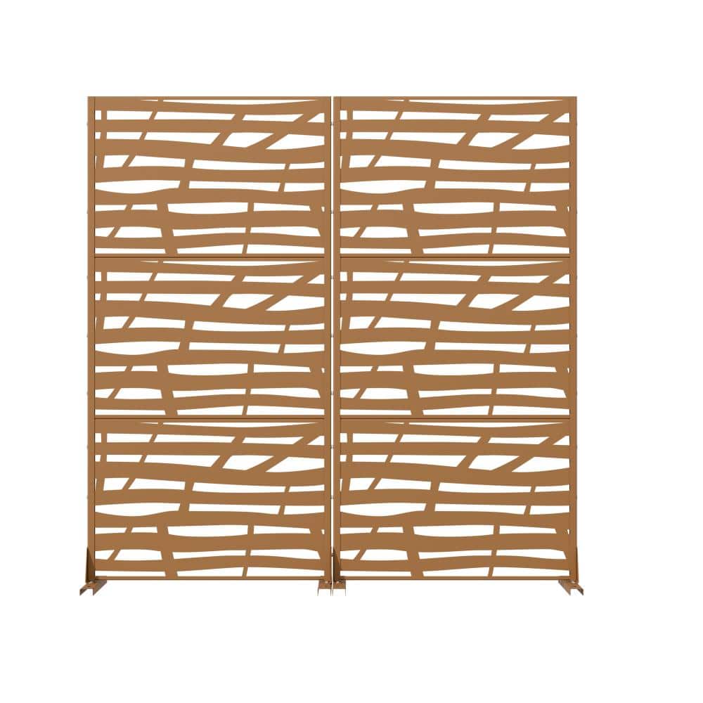 72 in. H x 35.5 in. W Outdoor Brown Galvanized Steel Decorative Garden Fence Privacy Screen (2-Pack) price history on PriceWatchPro