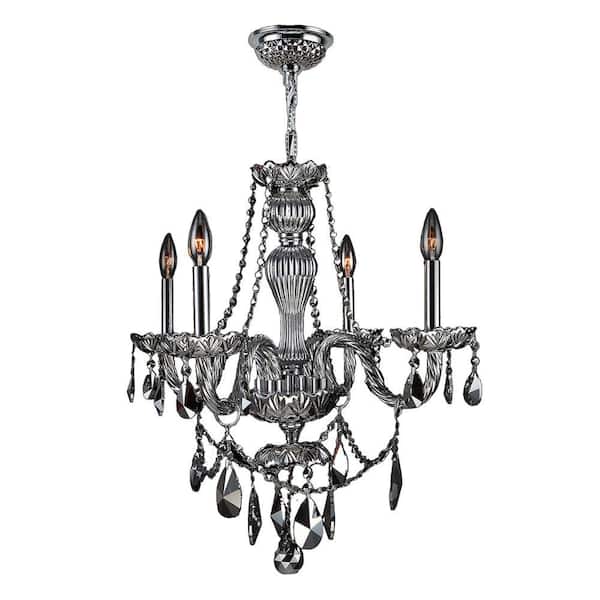 Worldwide Lighting Provence Collection 4-Light Polished Chrome and Chrome Crystal Chandelier