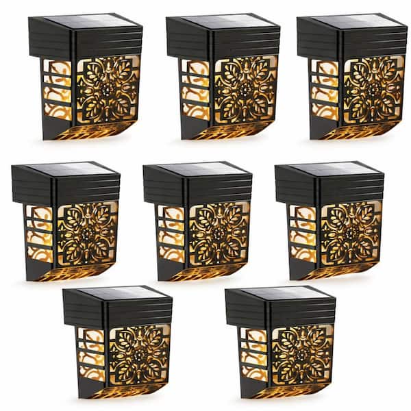 4 in. Black Solar Deck Lights Garden Torch Waterproof Dusk to Dawn