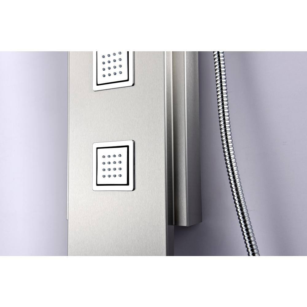 Visor Series 60'' Brushed Steel Shower Panel with Body Jets