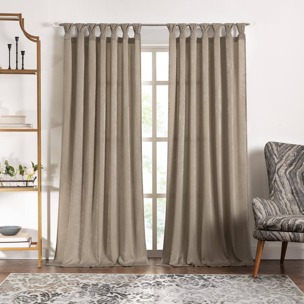 Taupe Wide Sheer Polyester Tab Top Window Panel