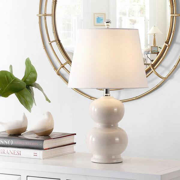 Everlee 22 in. Ivory Table Lamp with White Shade