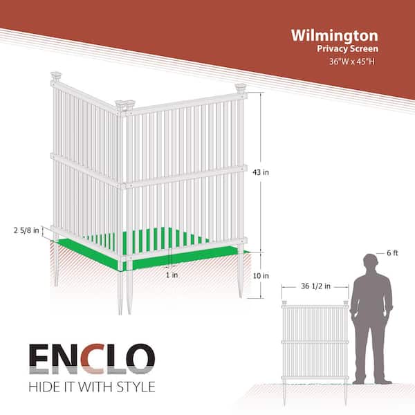 Enclo Privacy Screens 3.8 ft. H x 3 ft. W Wilmington White Vinyl Privacy Screen (2-Pack)