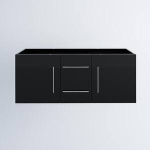 Napa 72 in. W x 22 in. D in. Double Sink Bathroom Vanity Wall Mounted In Glossy Black - Cabinet Only