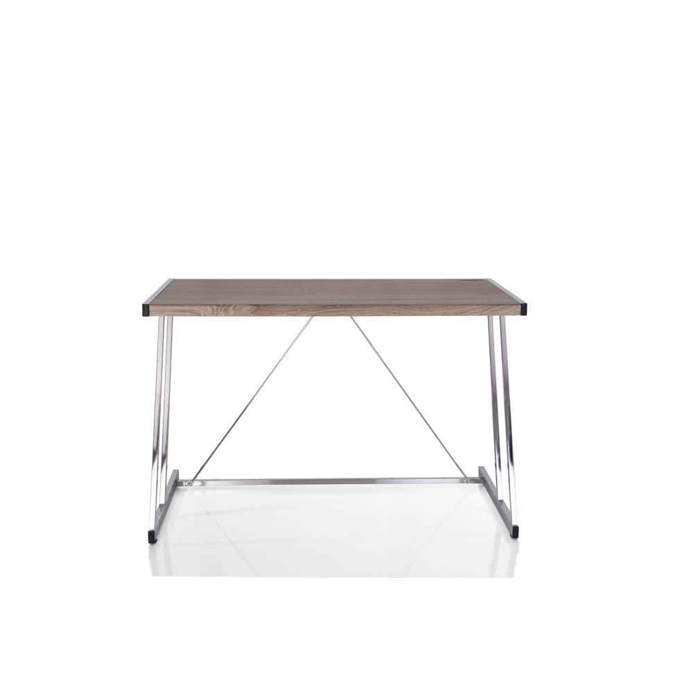 47" Weathered Oak and Chrome Desk with USB Port