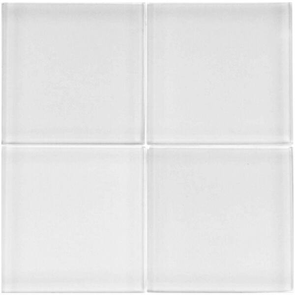 Splashback Tile 4 in. x 4 in. Contempo Bright White Polished Glass Tile