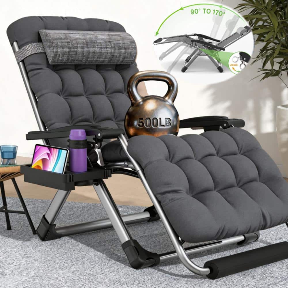 33 in.W Oversized Zero Gravity Chair Metal Outdoor Chaise Lounge with Gray Removable Cushion and Headrest price history on PriceWatchPro