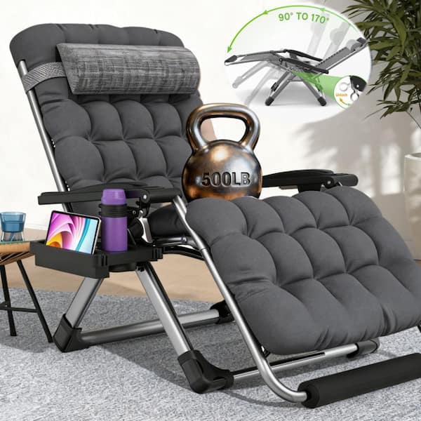 SEEUTEK 33 in.W Oversized Zero Gravity Chair Metal Outdoor Chaise