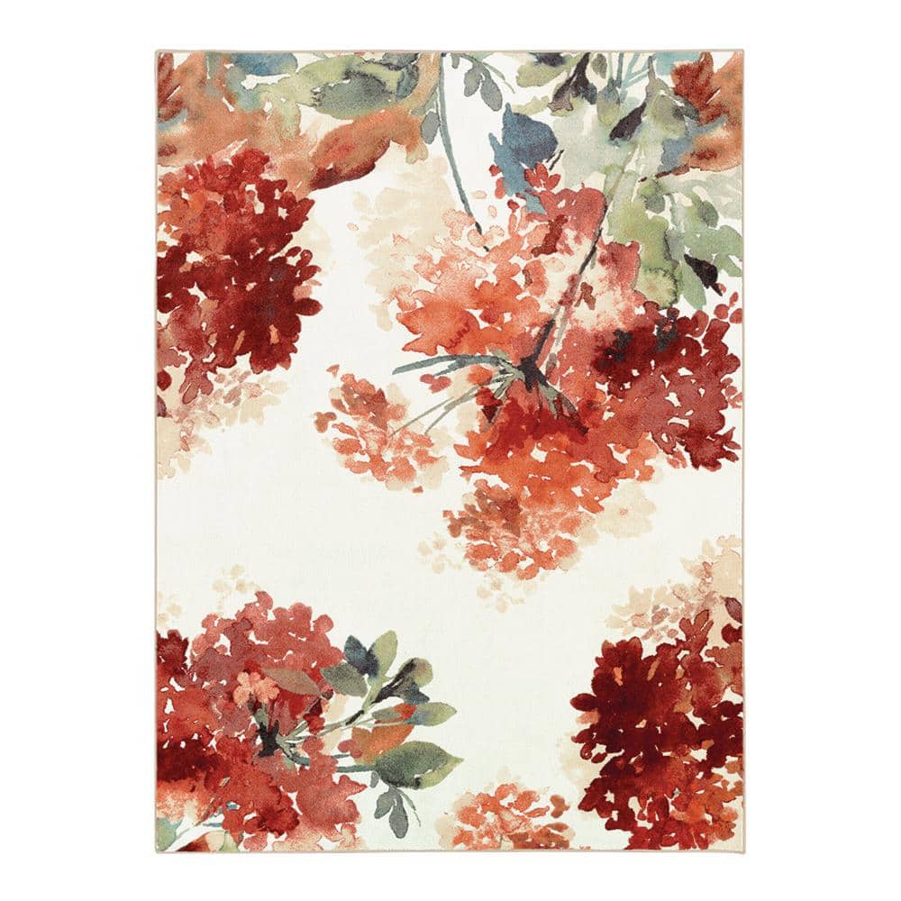 Mohawk Home Watercolor Zen Ivory 7 ft. 6 in. x 10 ft. Floral Area Rug