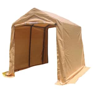 7 ft. x 8 ft. Outdoor Portable Gazebo Storage Shelter Shed with 2 Roll up Zipper Doors and Vents Carport, Sand