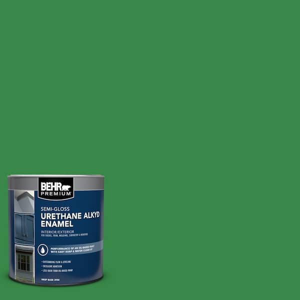 BEHR PREMIUM 1 qt. #P400-7 Paradise of Greenery Semi-Gloss Enamel Urethane Alkyd Interior/Exterior Paint