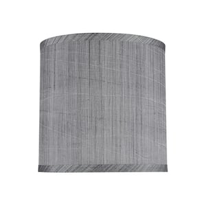 8 in. x 8 in. Grey and Black and Striped Pattern Hardback Drum/Cylinder Lamp Shade