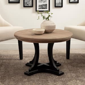 Linsley 28 in. Rustic Brown Round Solid Wood Coffee Table
