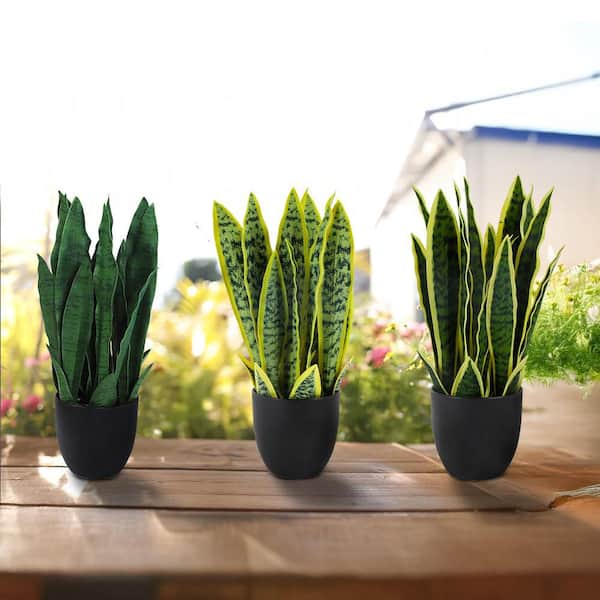3 Packs 16.5 in. Green Artificial Potted Plants for Home Decor