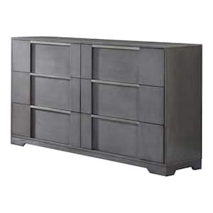 Invern Gray 6-Drawer 58 in. Wide Dresser