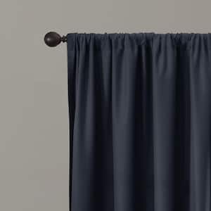 Navy Jacquard Thermal Blackout Curtain - 50 in. W x 84 in. L
