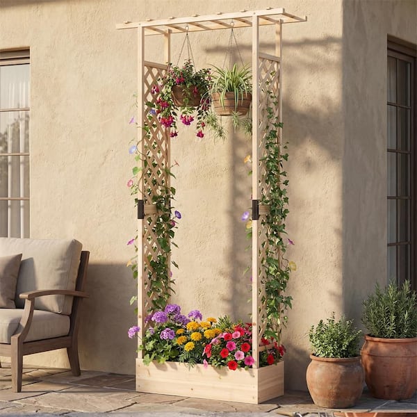 HONEY JOY 2-Piece 43 in.x 14 in. Raised Garden Bed w/Flat Roof and