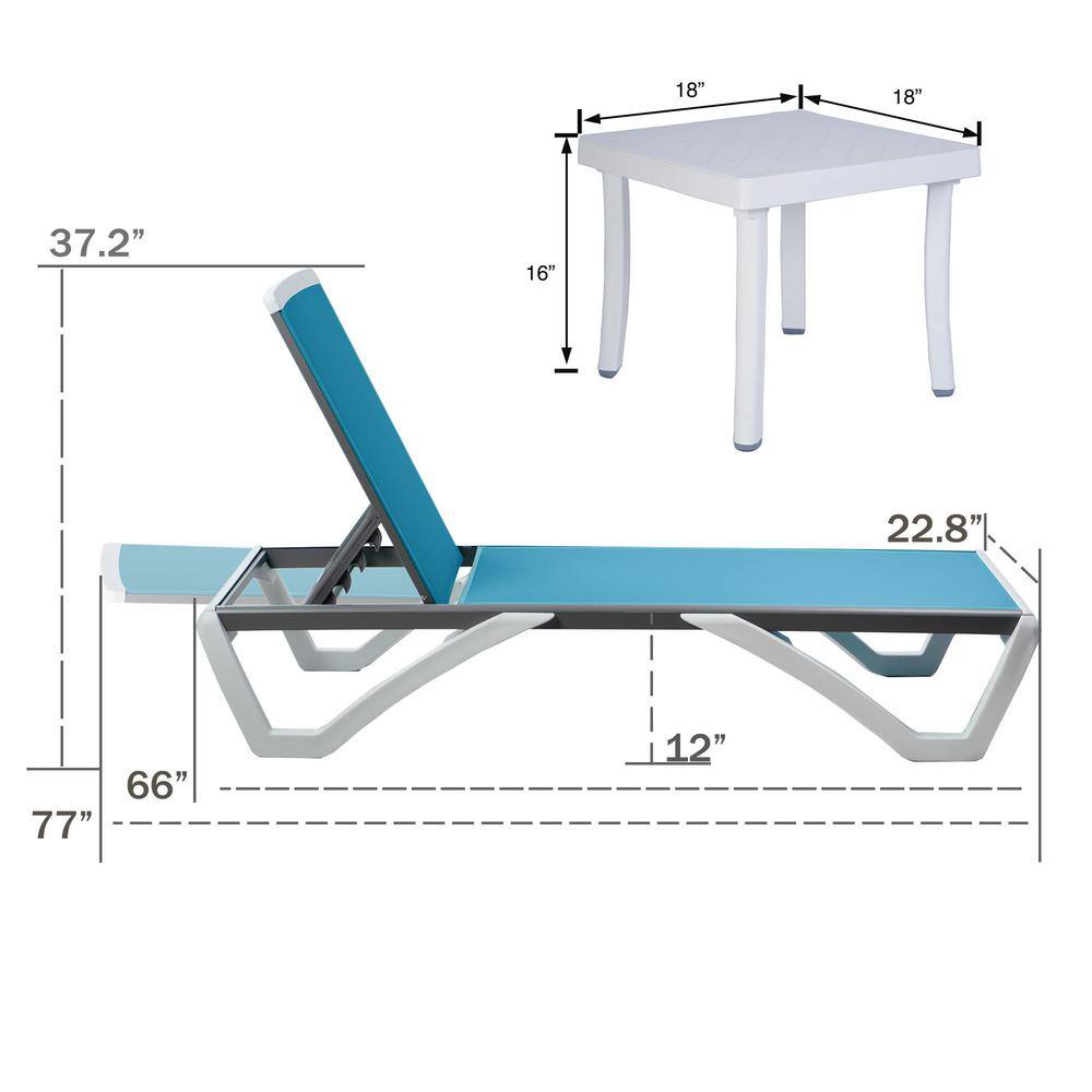 Aqua Textilence Adjustable Outdoor Chaise Lounge with Resin Legs