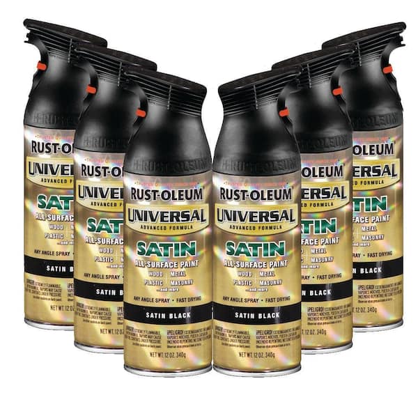 Rust-Oleum Universal 12 oz. Satin Black Spray Paint (6-Pack)-DISCONTINUED
