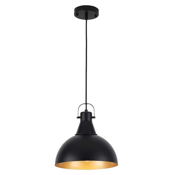 1 Light Black Shaded Industrial Single Dome Pendant Light with Metal Shade, No Bulbs Included