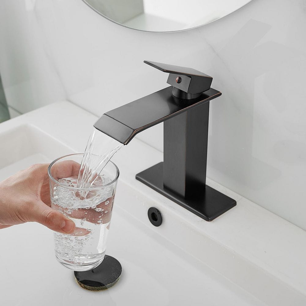 Oil Rubbed Bronze Modern Waterfall Single Hole Bathroom Faucet