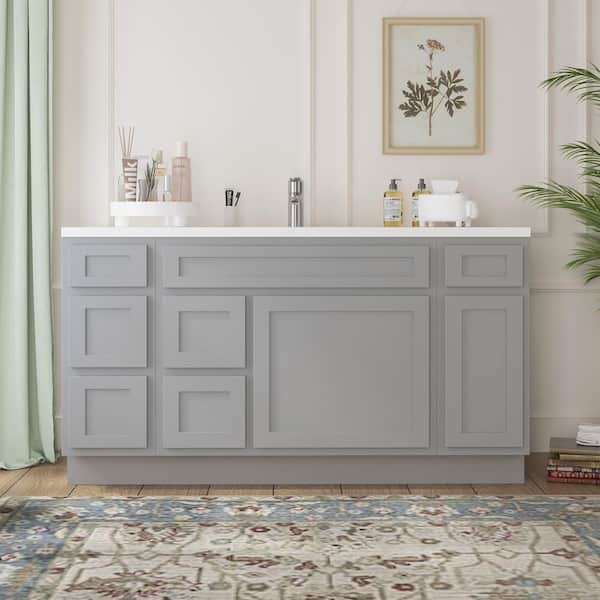 Vanity Art 60 in. W x 21 in. D x 32.5 in. H Bath Vanity Cabinet without Top in Gray