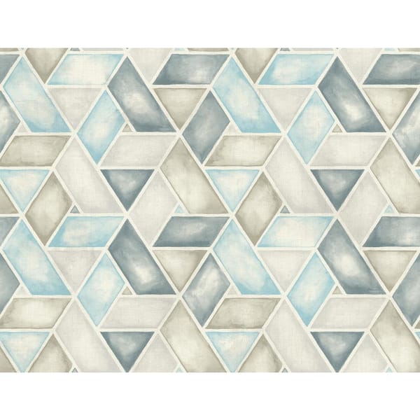 Seabrook Designs Kentmere Geo Blue and Grey Paper Strippable Roll (Covers 60.75 sq. ft.)