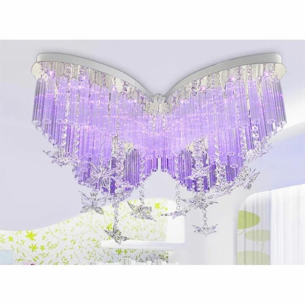 OUKANING 31.49 in. Clear Modern Creative Butterfly-Shaped Flush