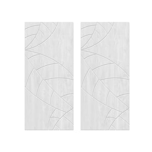 84 in. x 84 in. Hollow Core White Stained Solid Wood Interior Double Sliding Closet Doors