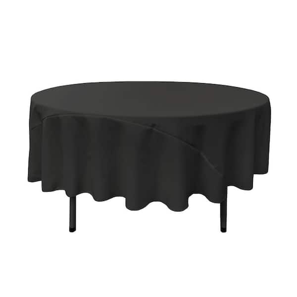 90 in. Black Polyester Poplin Round Tablecloth