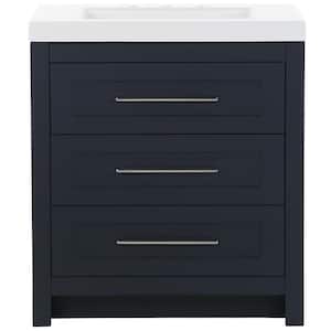 Genta 30.5 in. W x 18.75 in. D Bath Vanity in Deep Blue with Cultured Marble Vanity Top in White with Integrated Sink