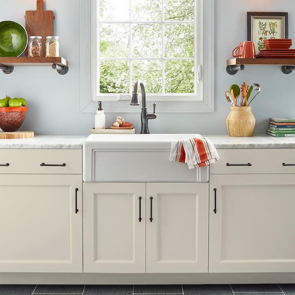 Painted Kitchen Cabinets in Alabaster Finish - Kitchen Craft