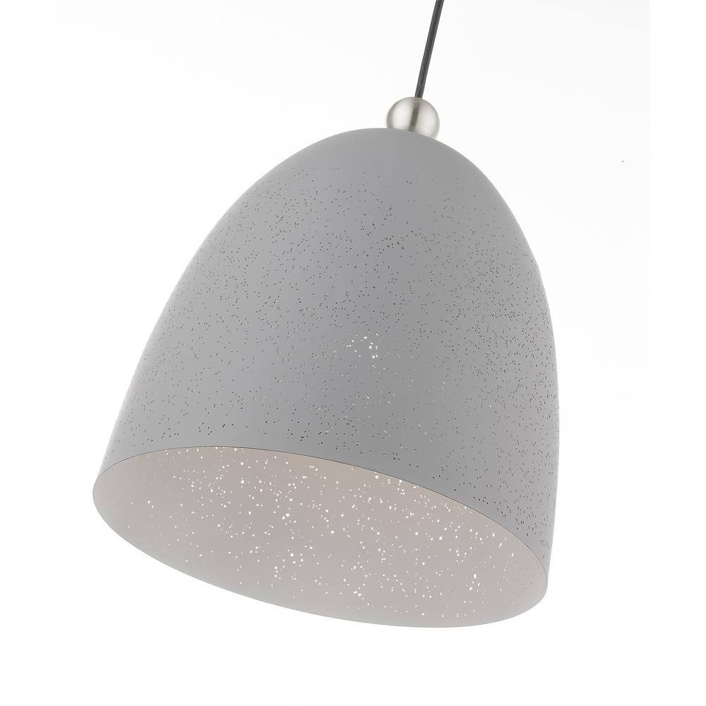 Nordic Gray Crystal Pendant with Brushed Nickel Accents