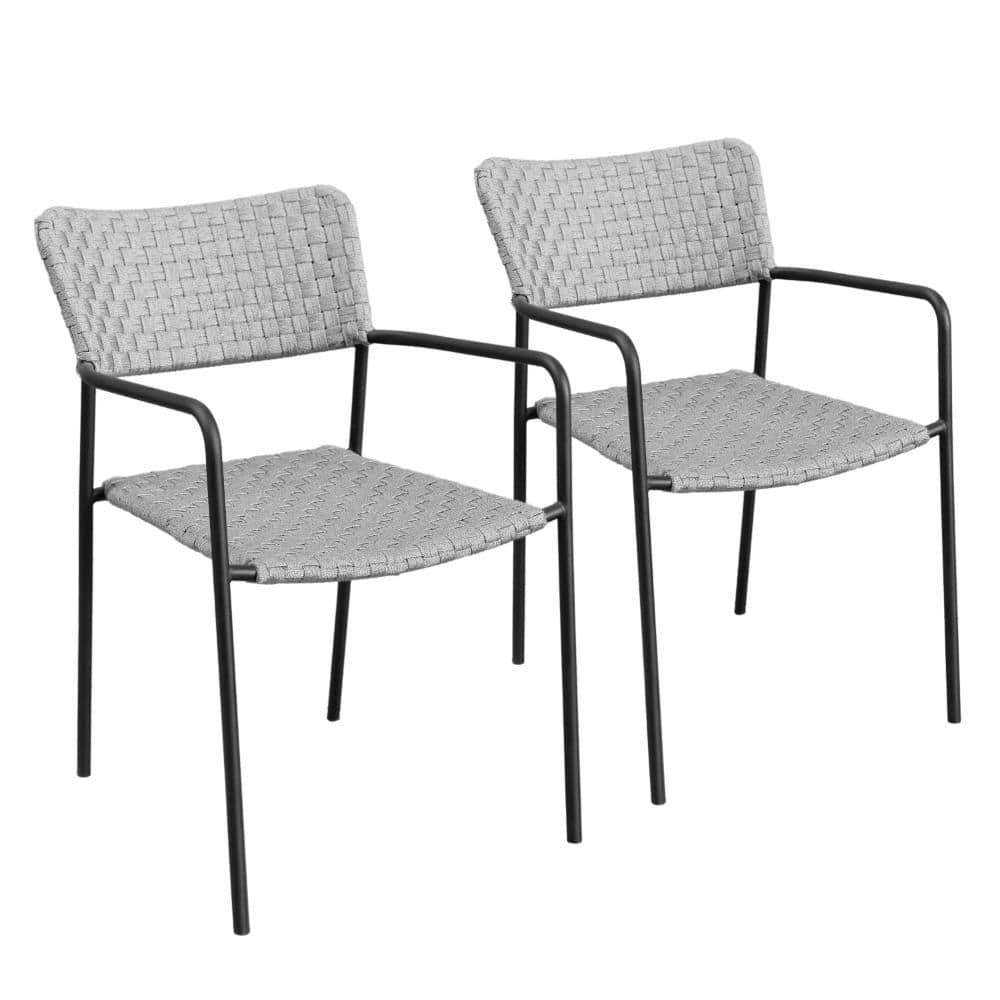 Fargo Set of 2 Stackable Outdoor Dining Chairs - Wide All-Weather Rope, Rust-Proof Iron Frame, No Assembly Required price history on PriceWatchPro