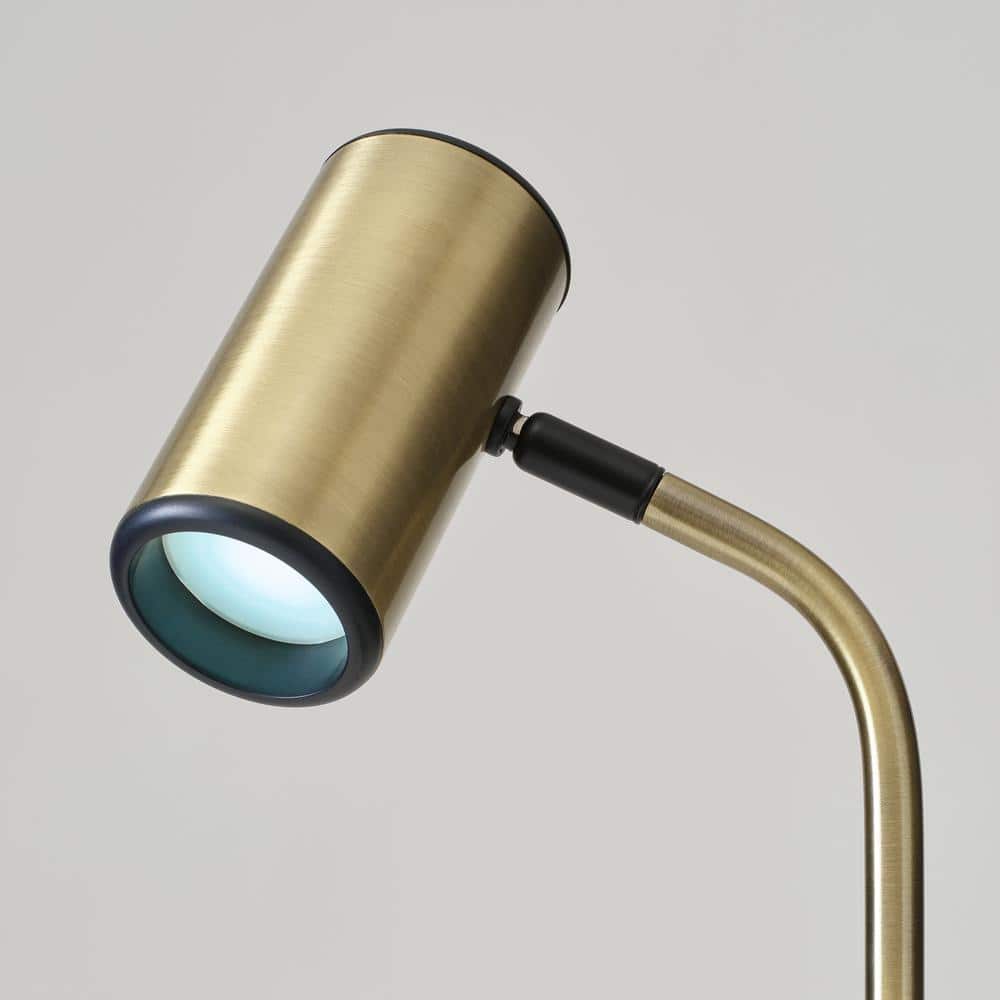 Ezra Antique Brass Adjustable LED Desk Lamp with Wireless Charging Pad