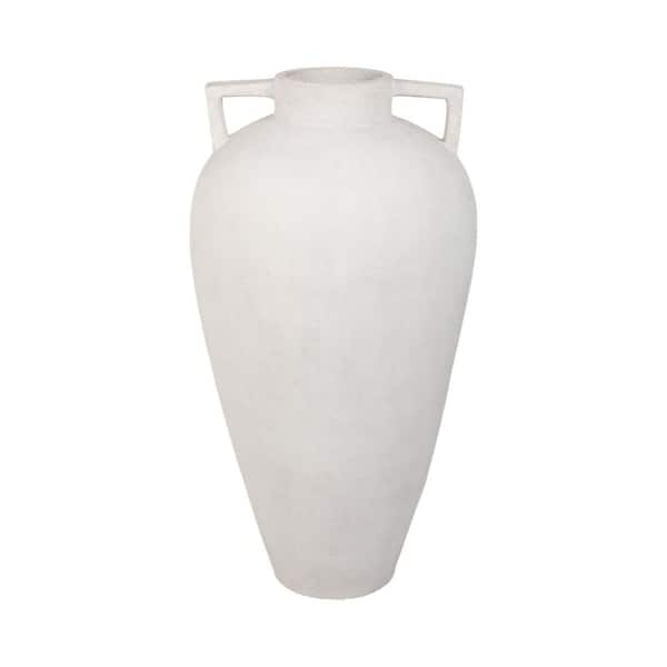Liv & Skye 40 in. Ivory Ceramic Amphora Decorative Vase Pointy