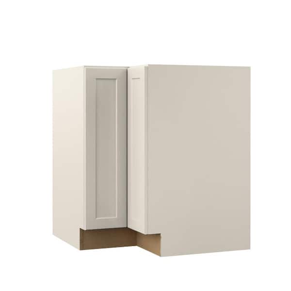 Hampton Bay Designer Series Melvern 30 in. W 24 in. D 34.5 in. H Assembled Shaker EZ Reach Corner Base Kitchen Cabinet in Cloud