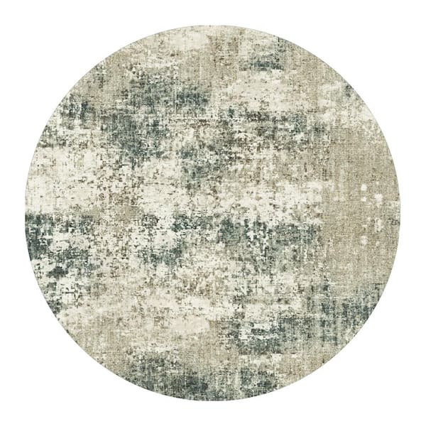 HaiiMeid Mist Circle Taupe 5 ft. Modern Abstract Round Area Rug