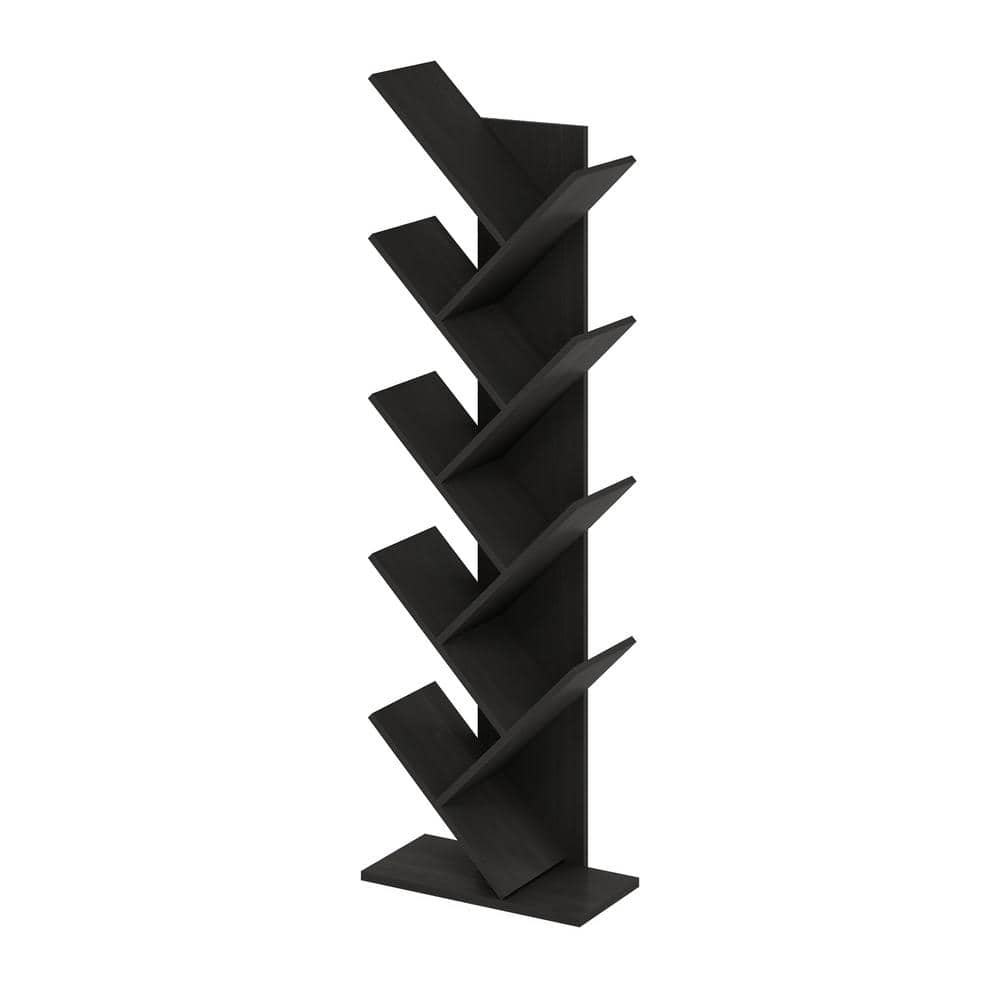 Espresso 9-Tier Lightweight Tree Bookshelf for Versatile Use